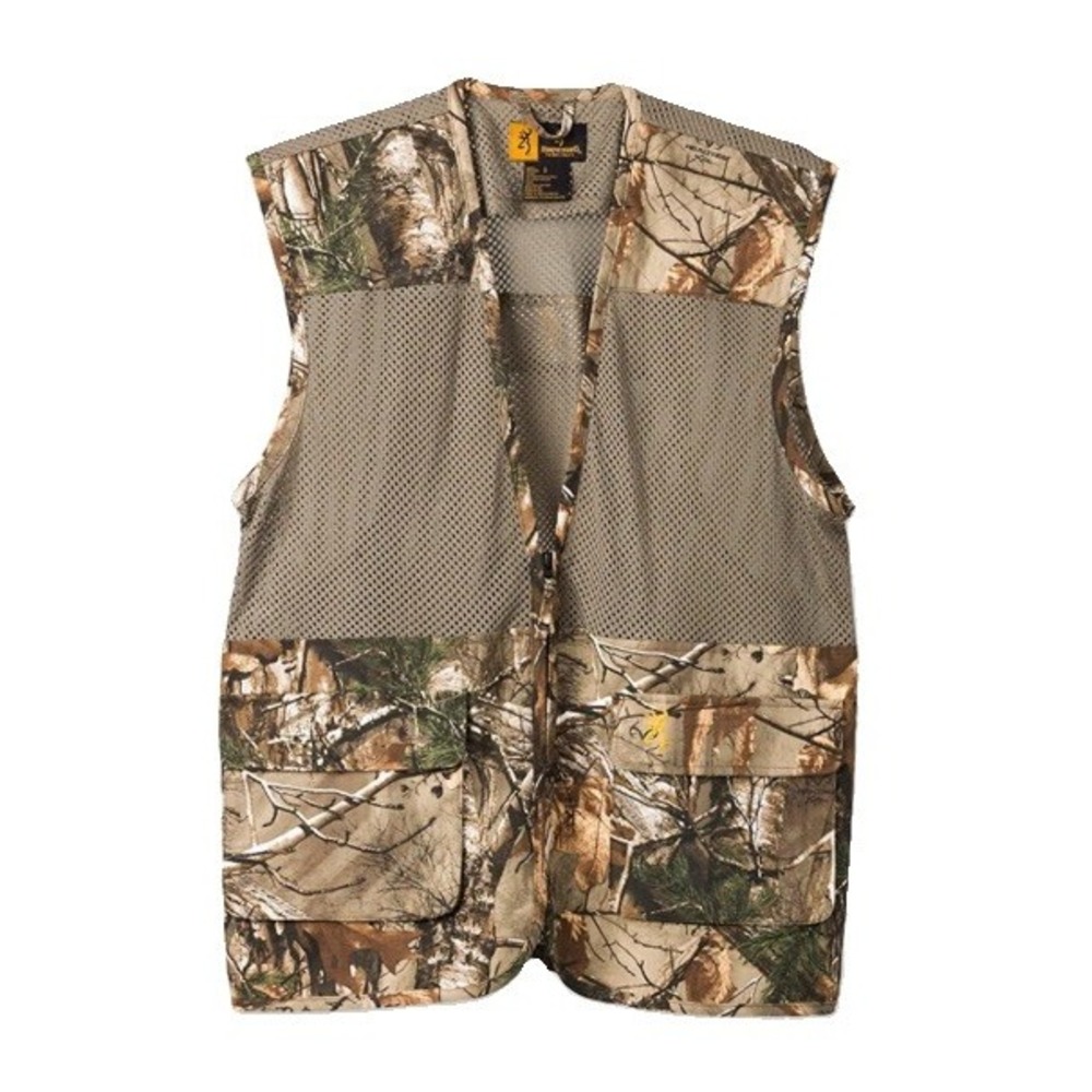 Browning Men's 3XL Mesh Camo Hunting Vest Full Zip Pockets Gray Multicolor Guns